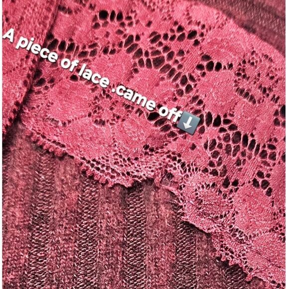 SUSAN BETRO Women's Deep Purple Lacy LongSleeve Ribbed V- Neck Sweater Size 2X - Picture 9 of 15